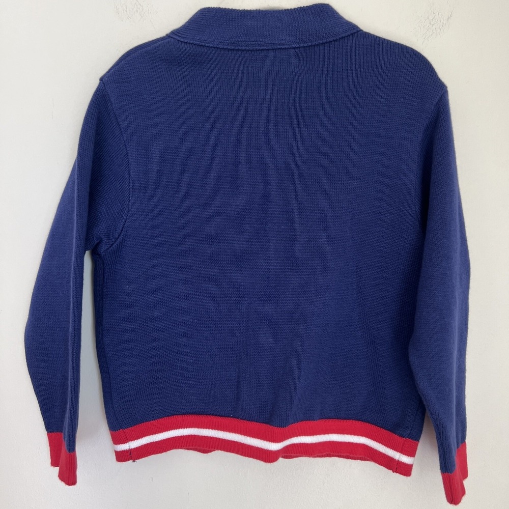 Boys Size 4T Boston Baseball Lover Preppy Knit Cardigan Sweater Organic - Picture 4 of 6